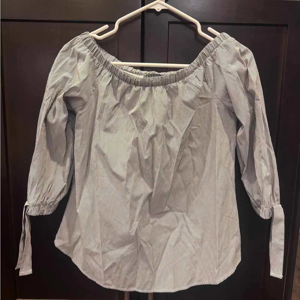 Potter's Pot Monochrome Striped Off-Shoulder Blouse